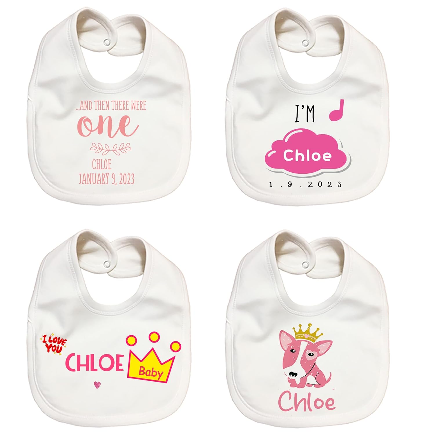 Personalized Newborn Bibs 4 Pack for Baby Boy or Girl