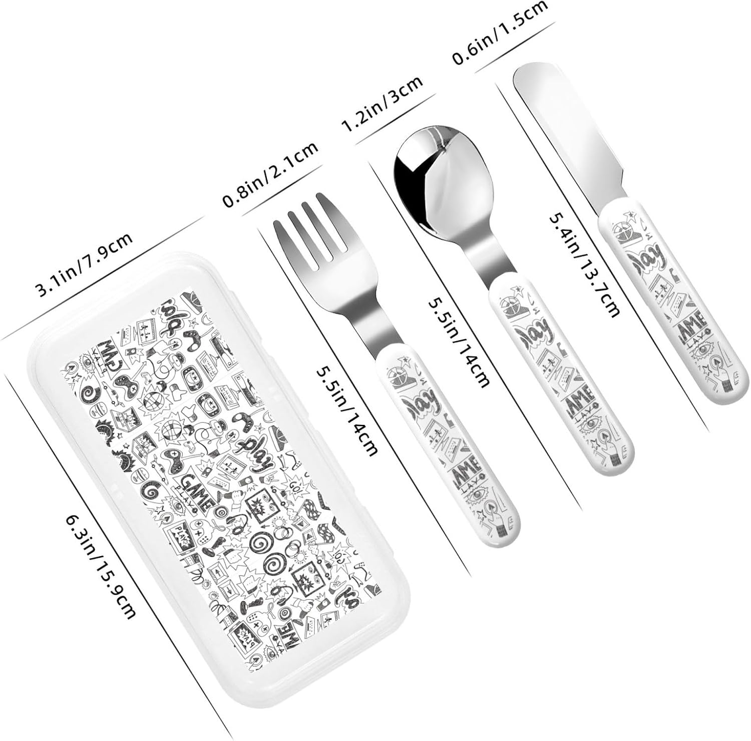 Video Game Boys Print Utensil Set with Travel Case