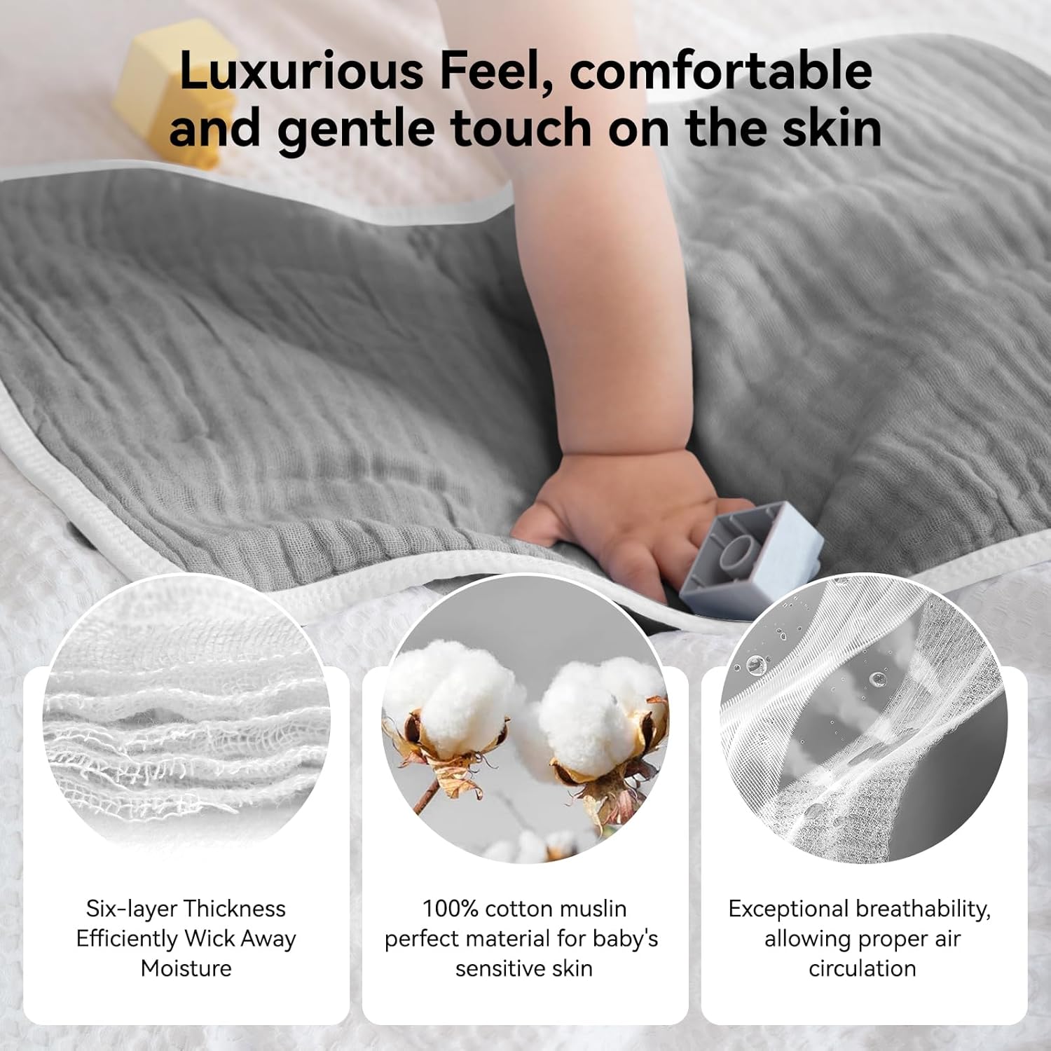 Synrroe Burp Cloths 4 Pack 6 Layers 100 Cotton
