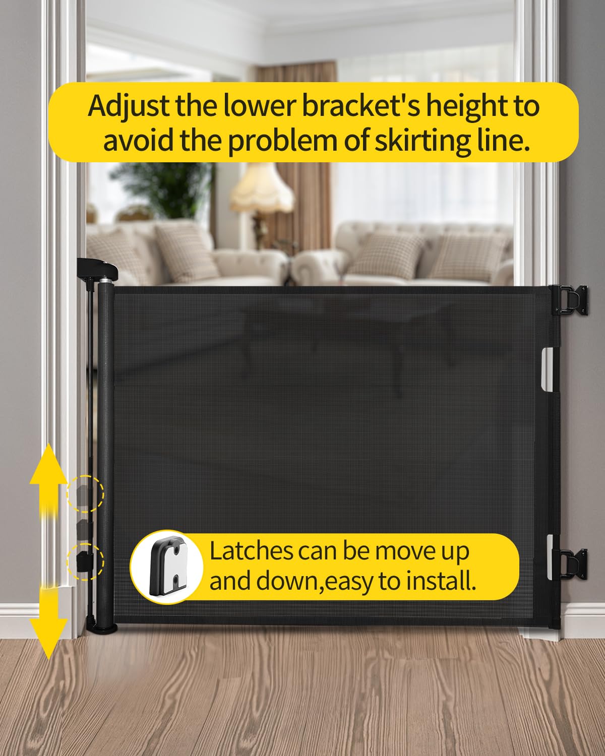 dearlomum Retractable Baby Gate 33x55 Black