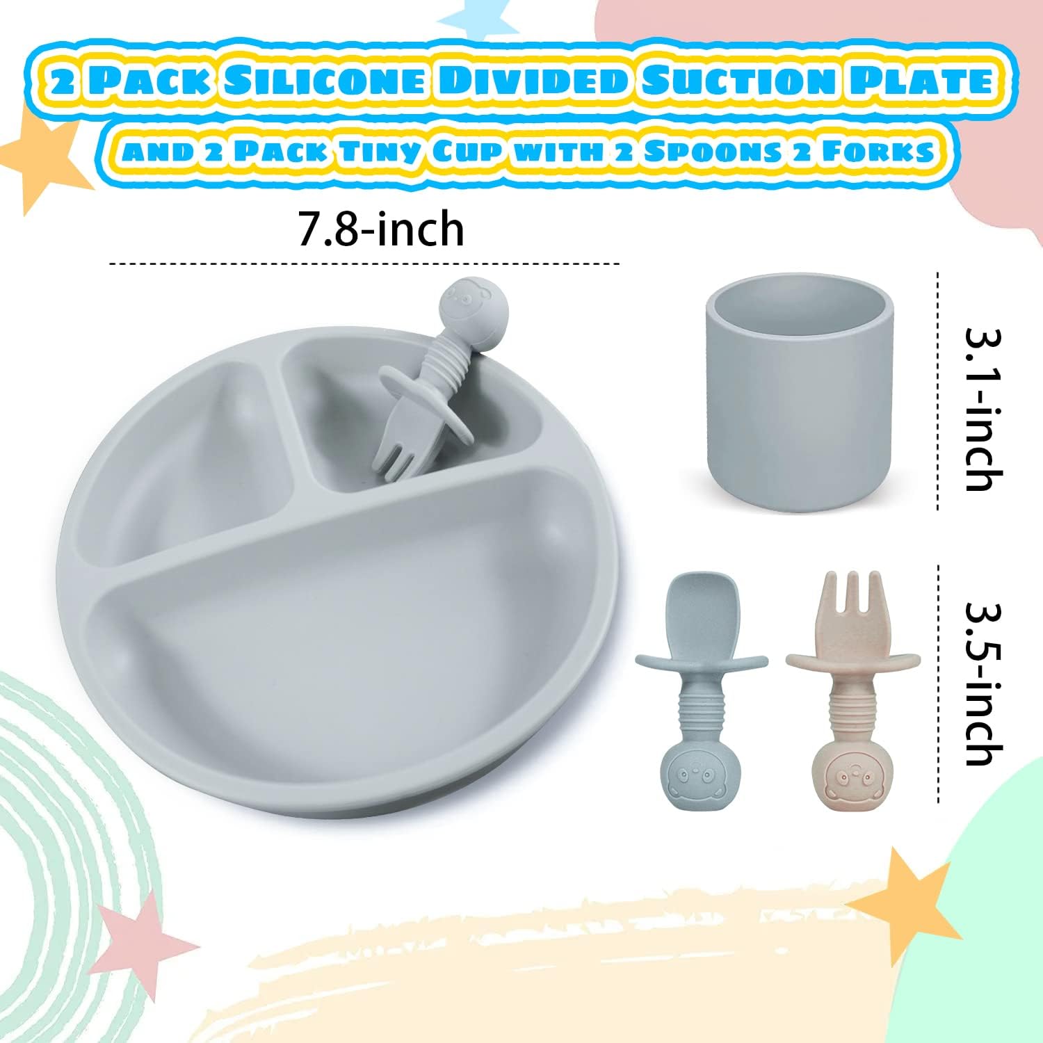 JIFTOK 8 Pcs Silicone Baby Feeding Set