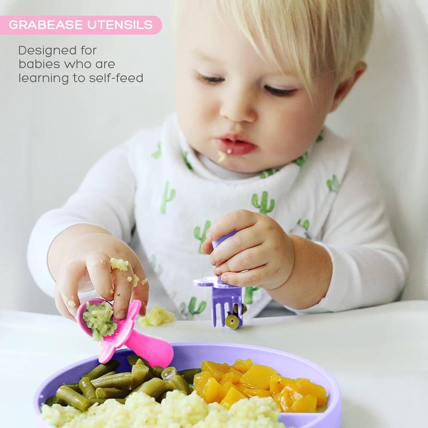 Grabease 2 Pack Baby Spoons Forks BPA-Free
