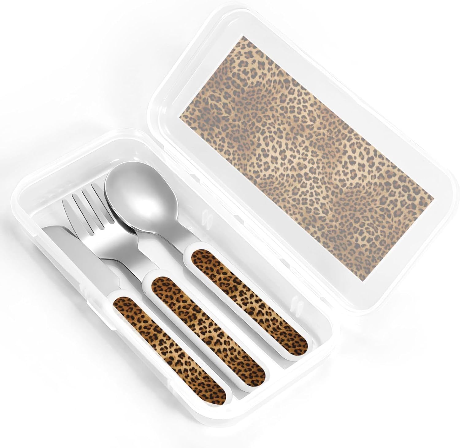Cute Leopard Print Utensils Set with Travel Case
