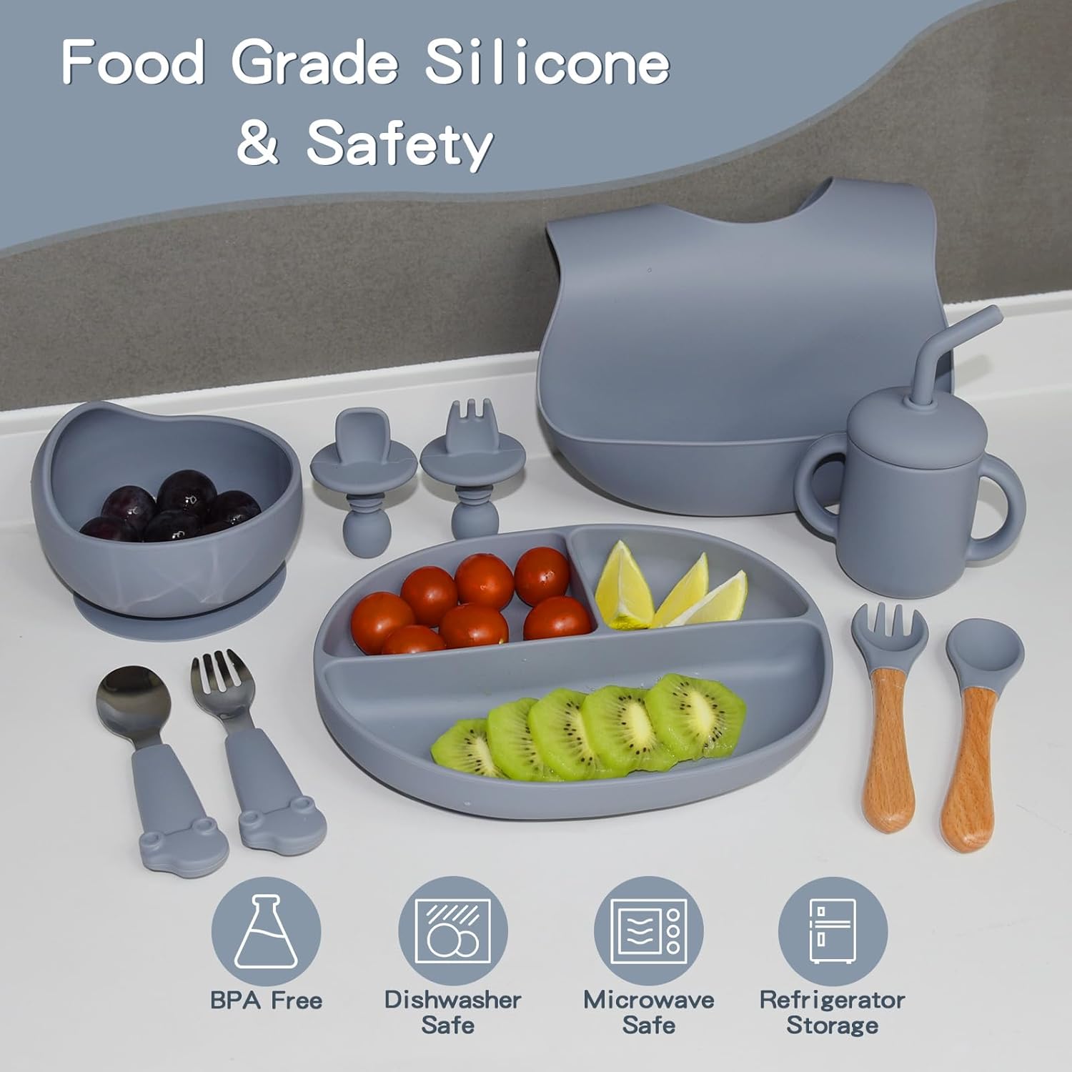 Silicone Baby Feeding Set - 10PCS Safe Adjustable