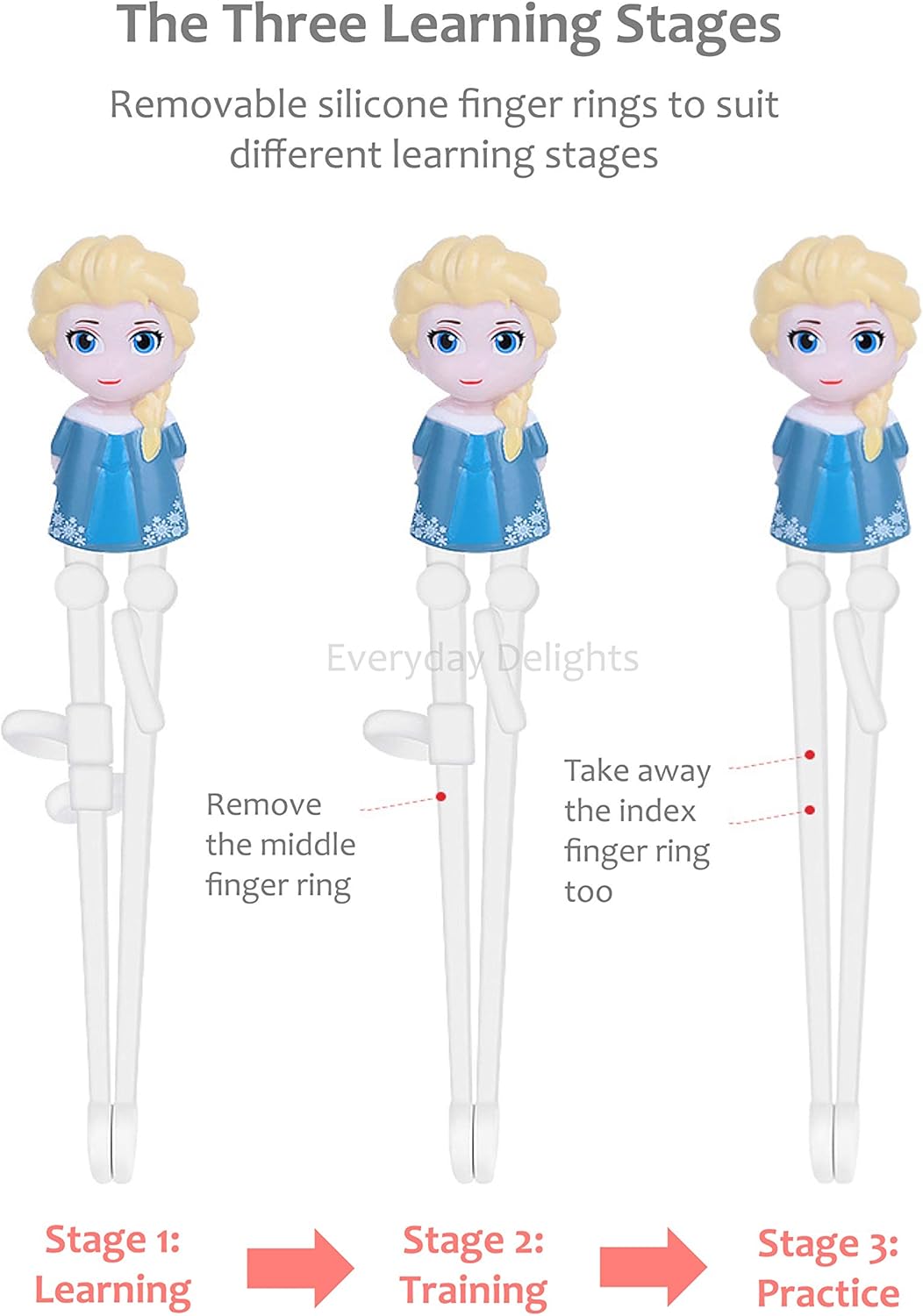 Frozen Queen Elsa Kids Spoon Chopsticks Flatware Set with Case