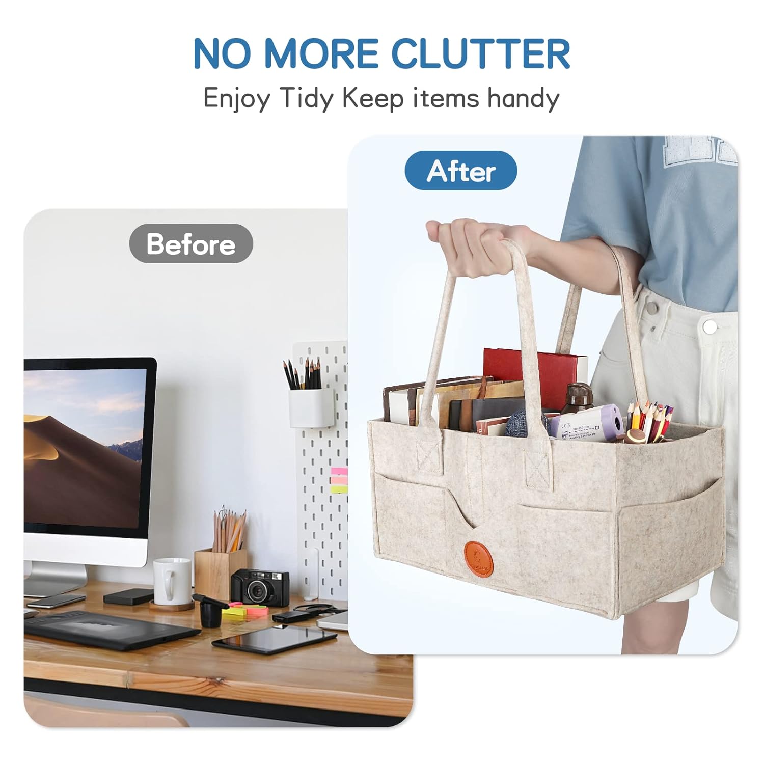 Maliton Felt Diaper Caddy Organizer with Handle