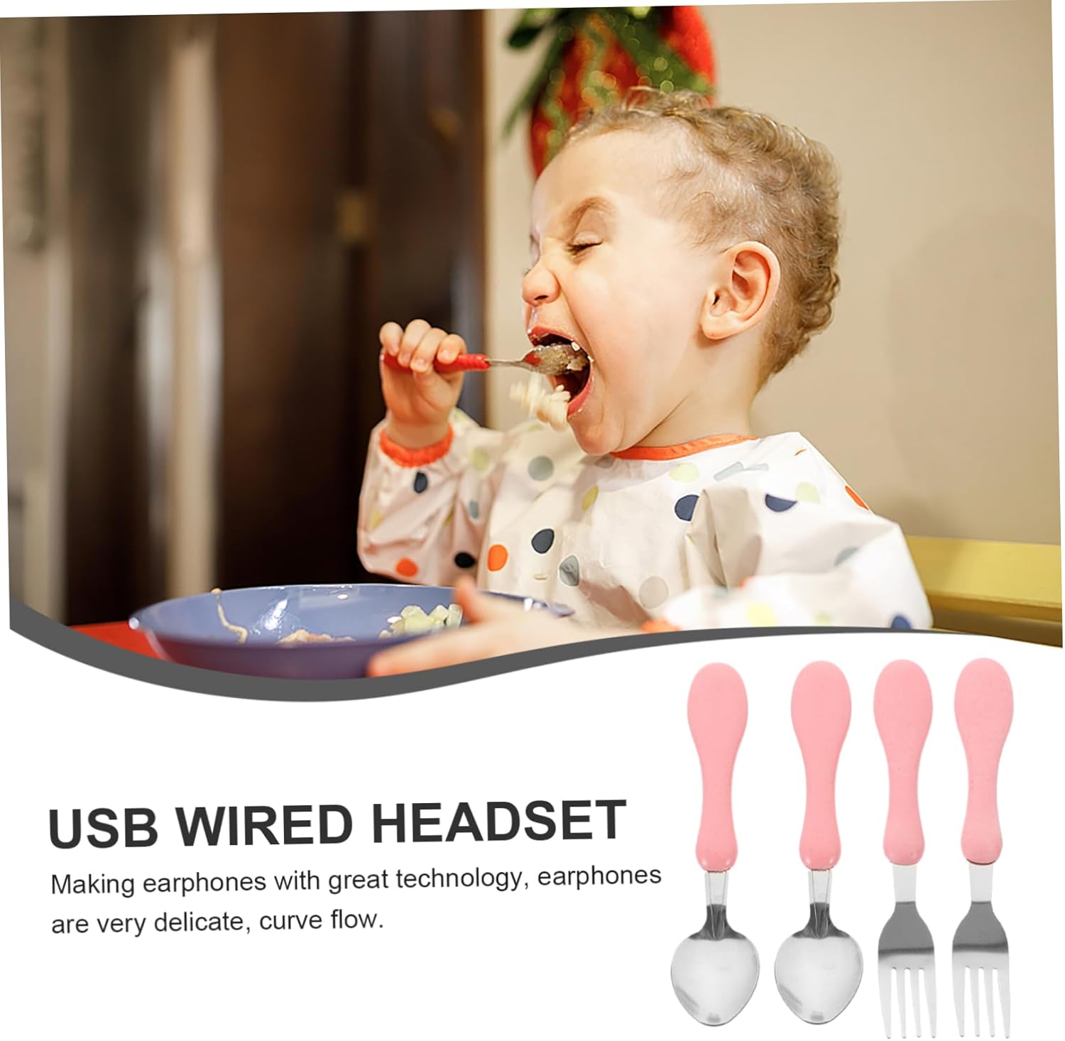 4pcs Cartoon Forks Spoons with Silicone Handles