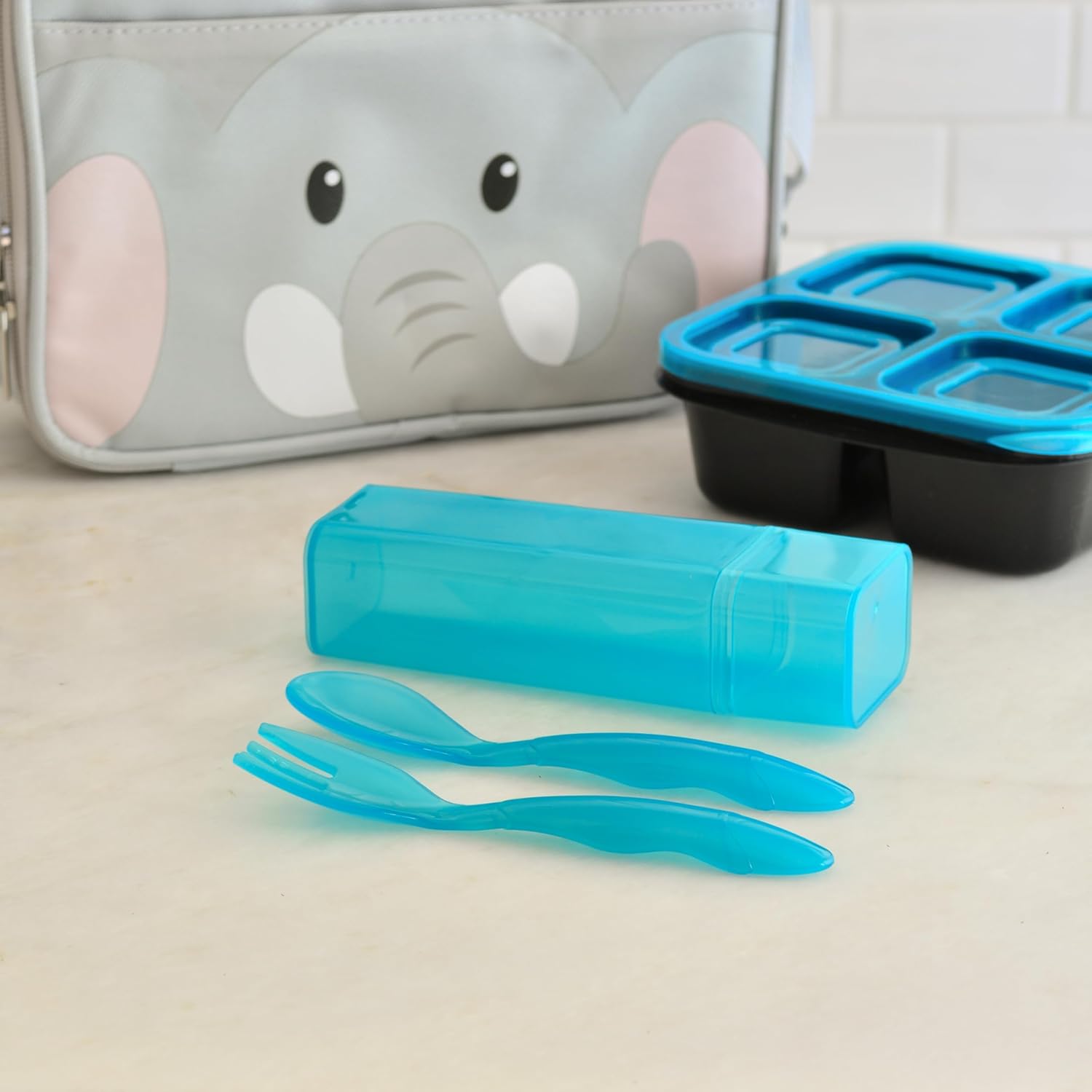 Youngever 6-Pack Rainbow Plastic Toddler Utensils with Case