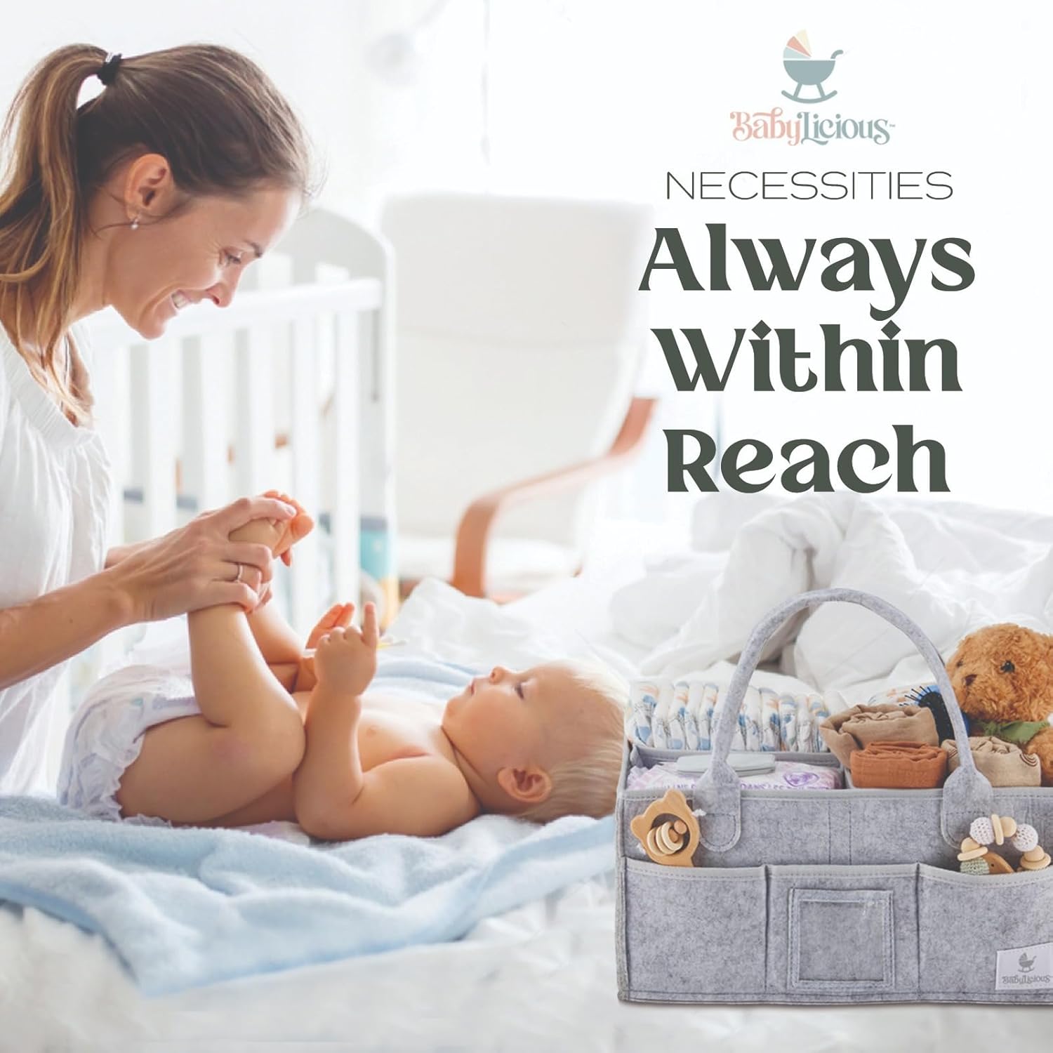 Babylicious Diaper Caddy Organizer - Heather Grey