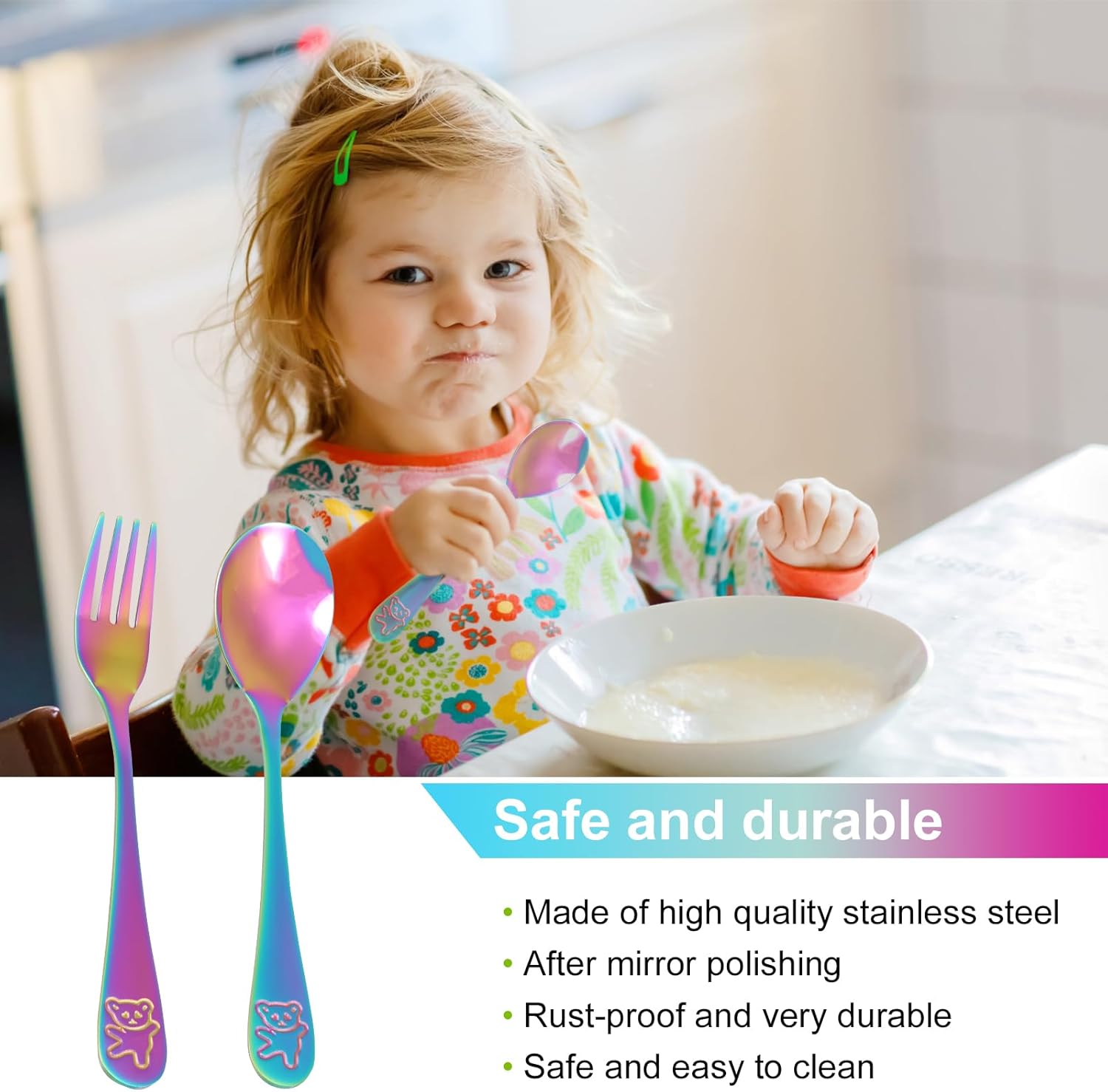 10 Pcs Toddler Stainless Steel Cutlery Set