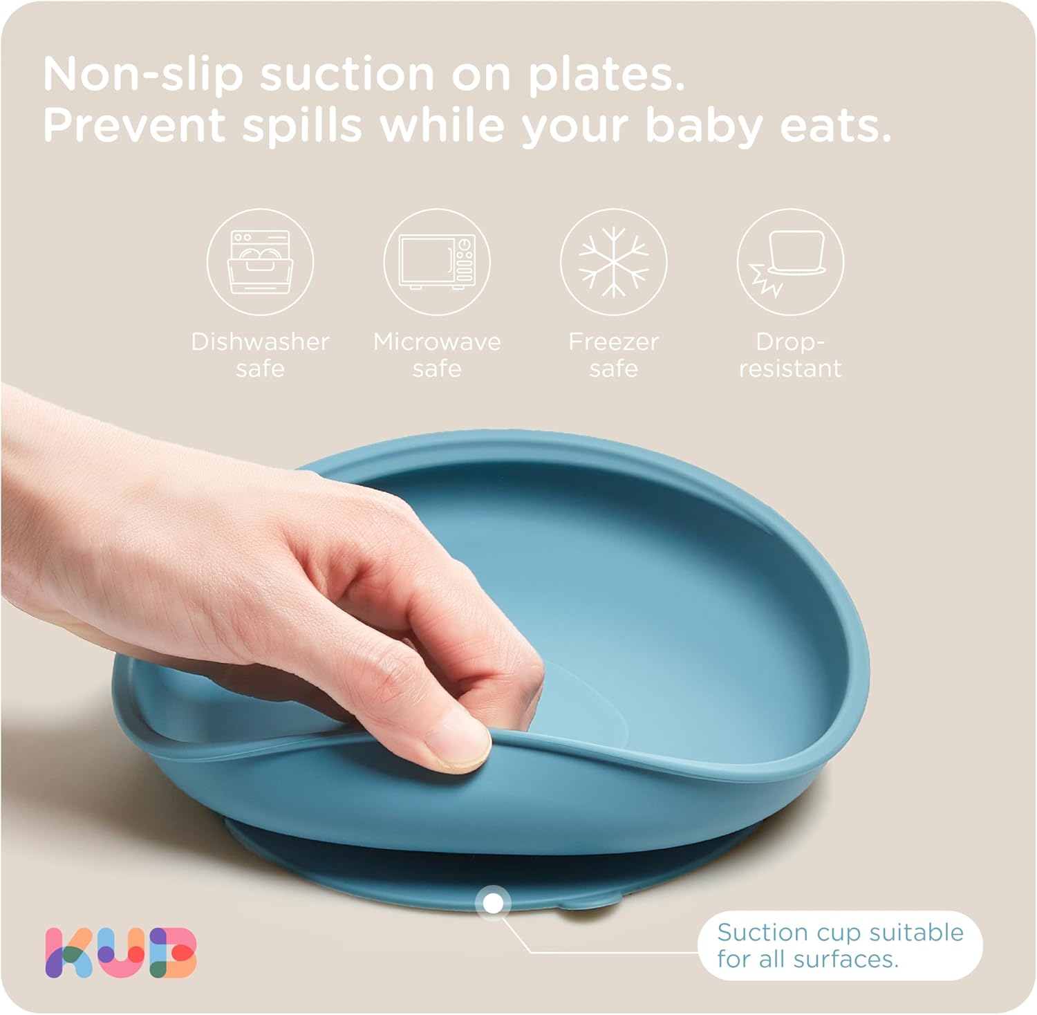 KUB Silicone Baby Feeding Set with Suction Bowl Plate Blue