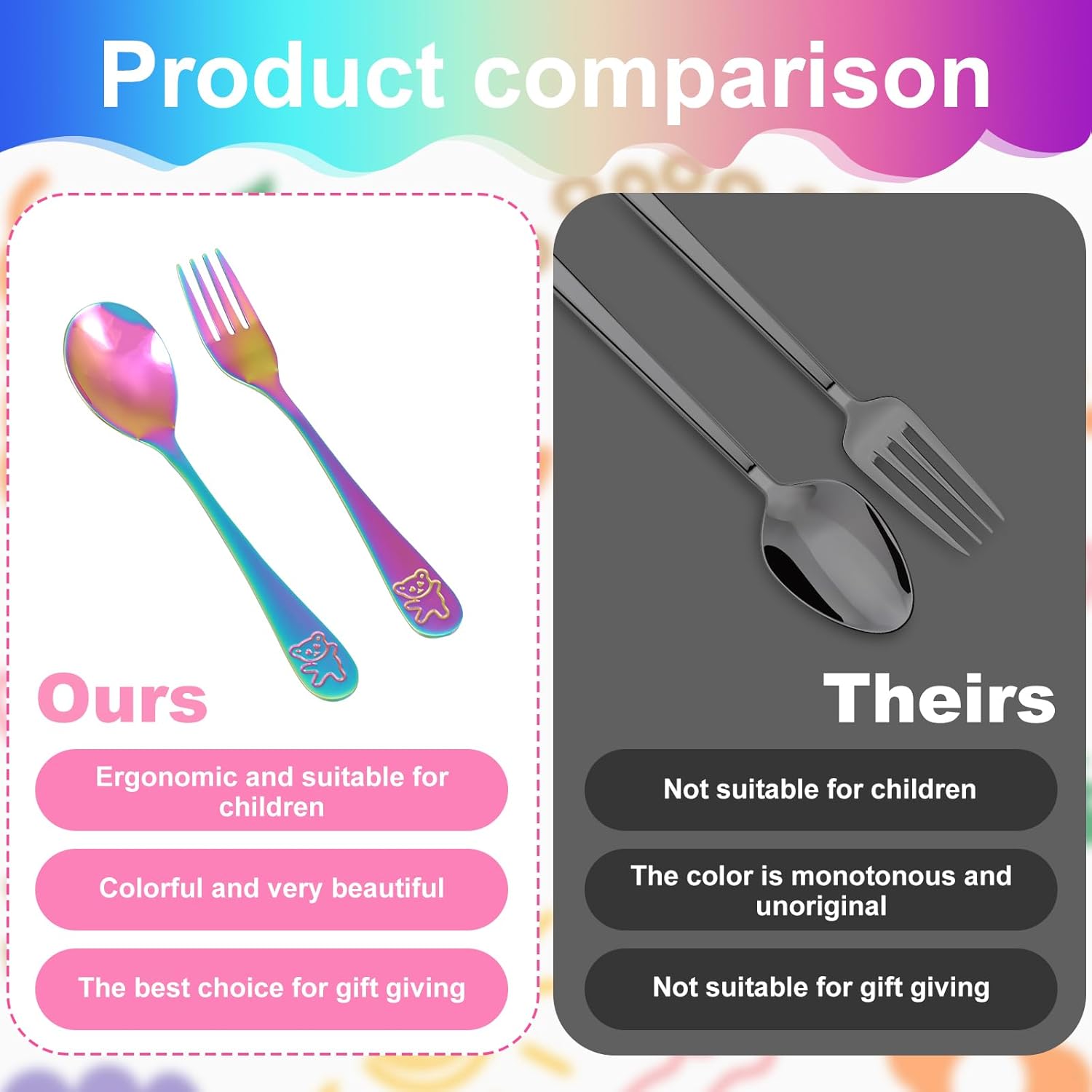 10 Pcs Toddler Stainless Steel Cutlery Set