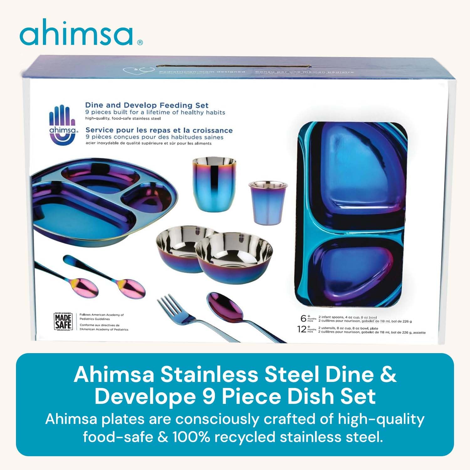 Ahimsa 9 Piece Dish Set - Iridescent Blue