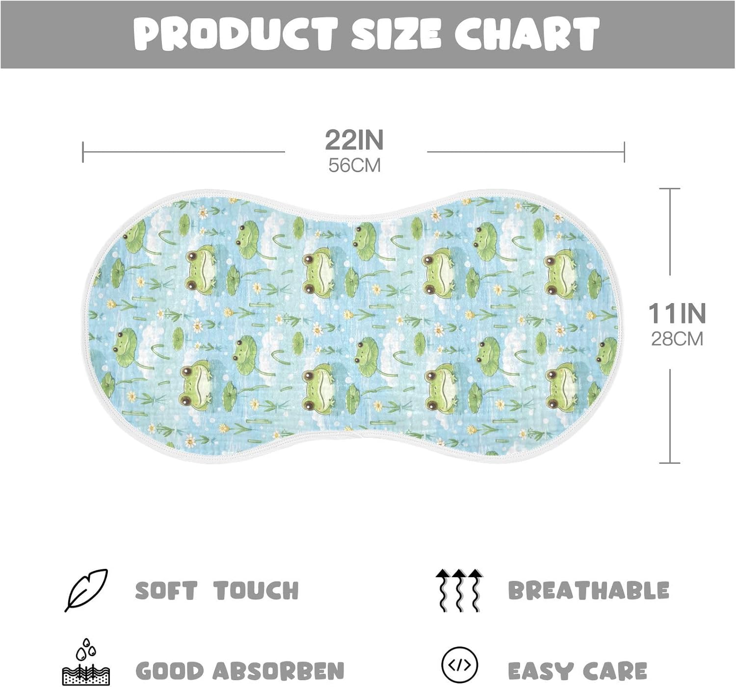 4Pcs Cute Frog Burp Cloth for Newborns