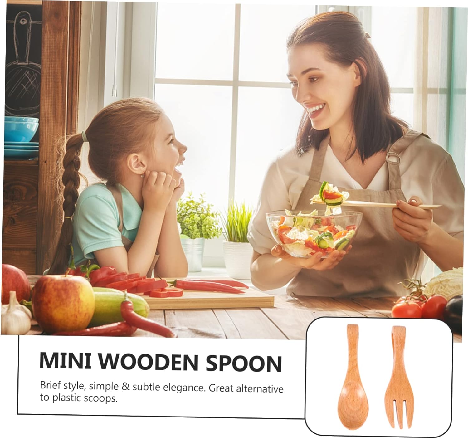 OKUMEYR Wooden Kids Cutlery Set with Spoon and Fork