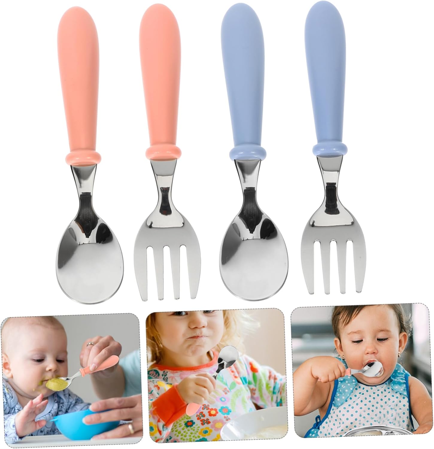 4Pcs Reusable Forks and Spoons Set for Mealtime