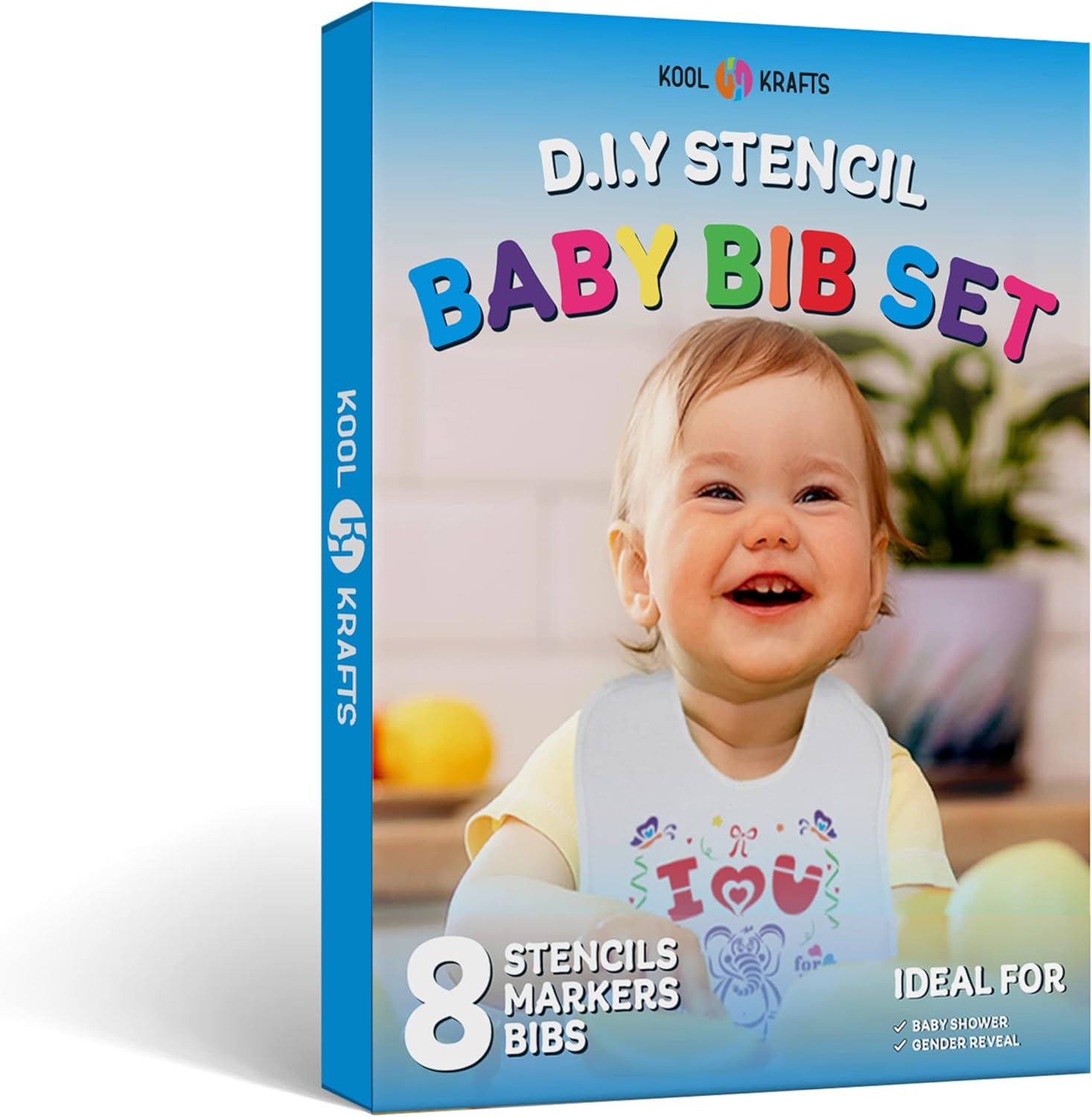 DIY Baby Bibs Set - 8 Pieces with Markers and Stencils