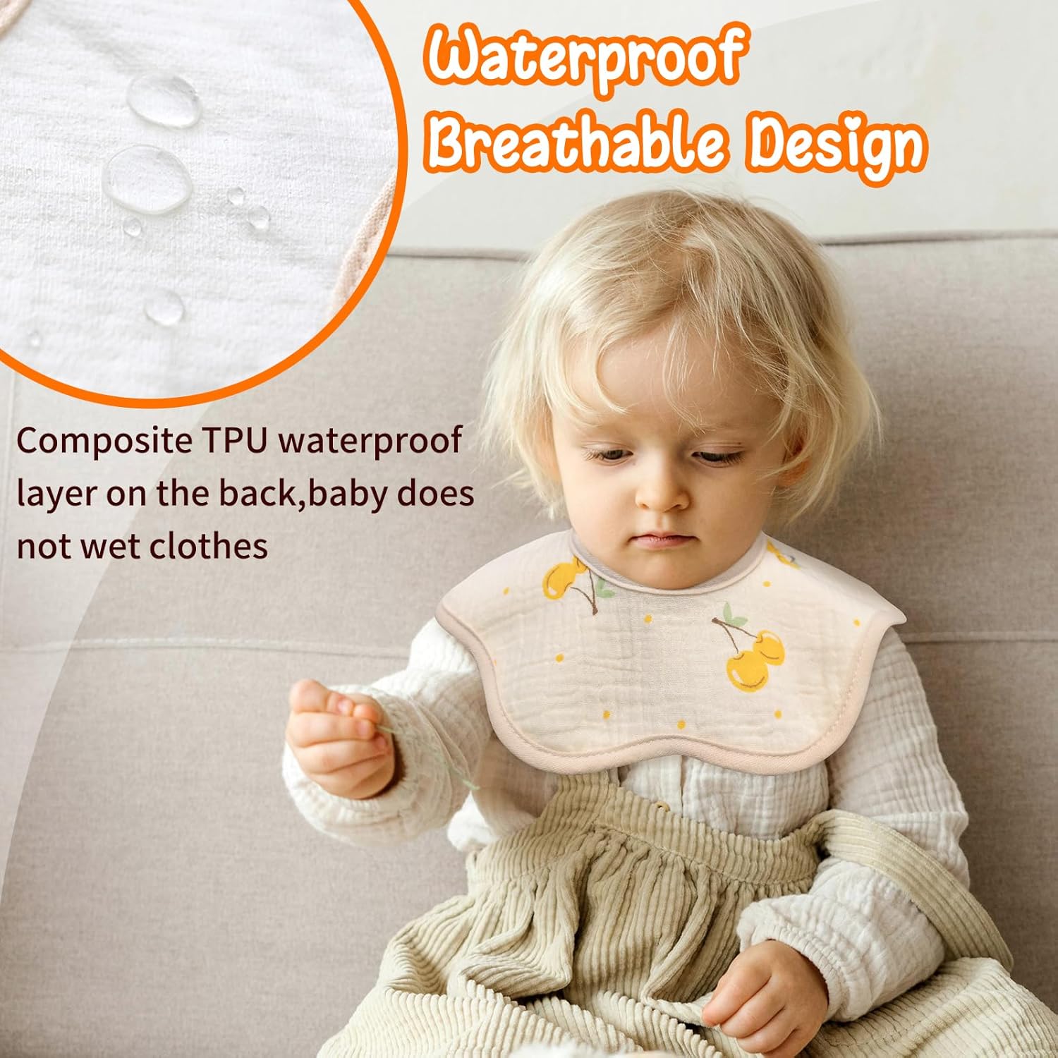 DOSMINE Baby Bibs 8 Pack Muslin for Drooling and Teething