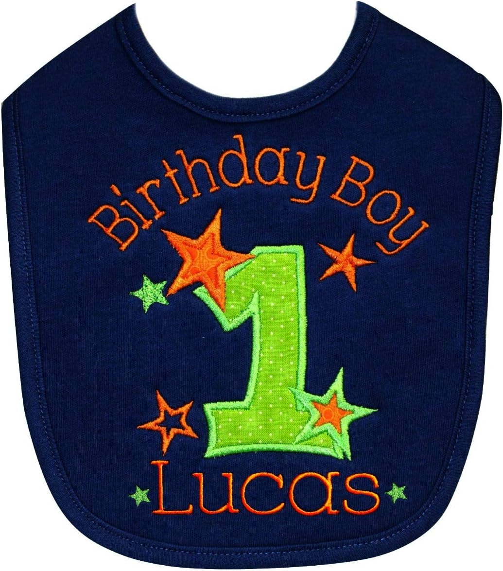 First Birthday Boy Bib with Custom Name