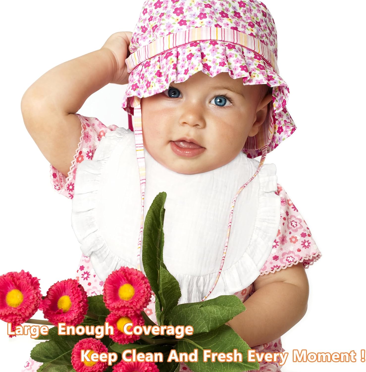 MUSBUY 12-Pack Muslin Baby Bibs for Teething and Drooling
