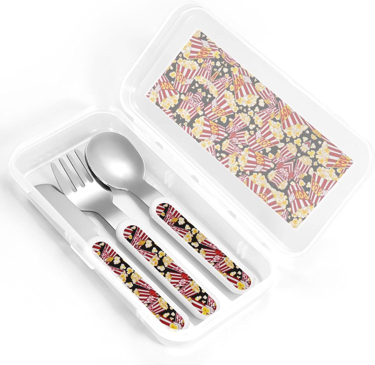 Popcorn Print Cutlery Set with Travel Case 430 Stainless Steel