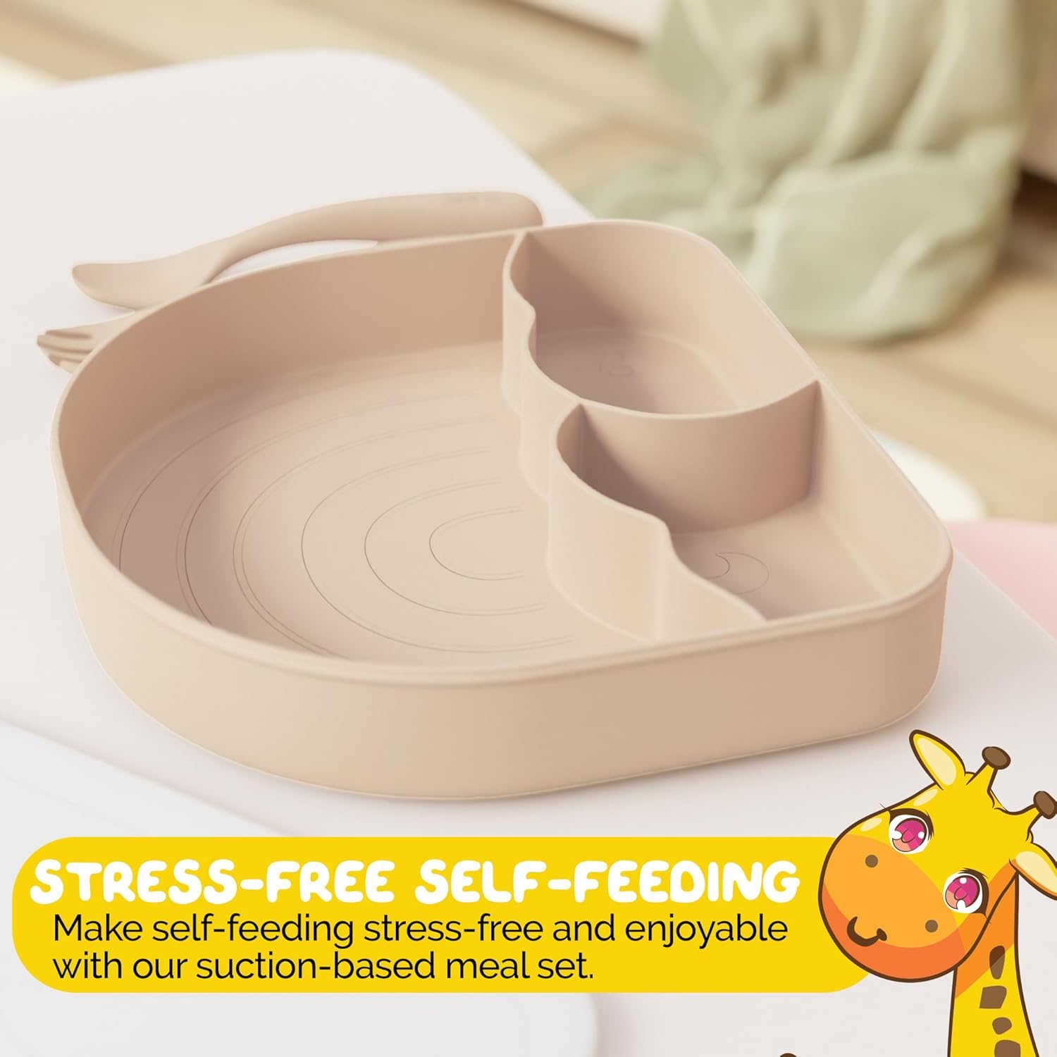 Muqee Peeko Silicone Feeding Set - 3 Piece BLW Baby Plates Utensils