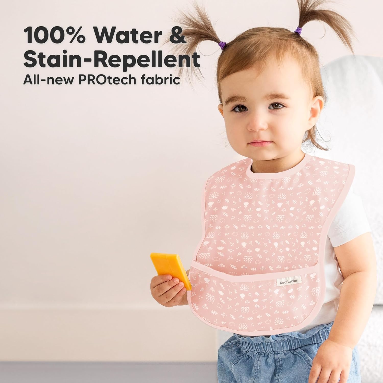 KeaBabies 3-Pack Waterproof Baby Bibs with Food Catcher