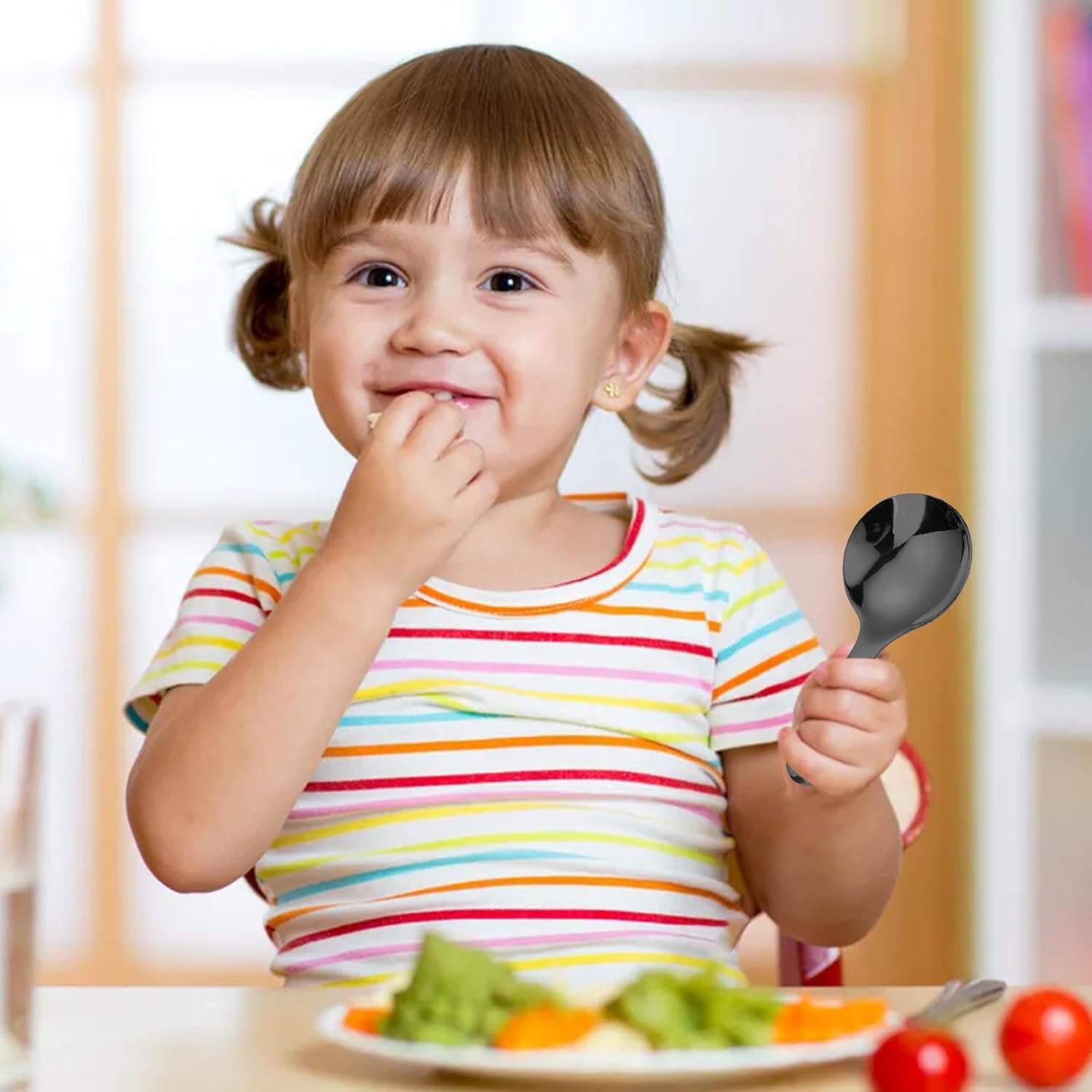Kids Spoons Set - Safe Vibrant Stainless Steel Flatware for Young Hands