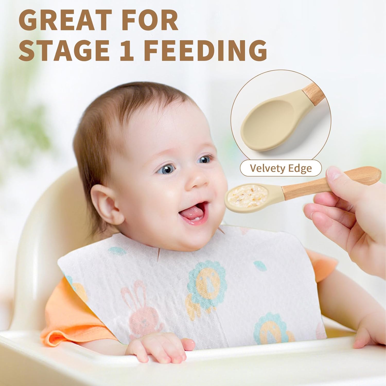 LITTLE RAWR Silicone Baby Spoons Forks 6 Pack