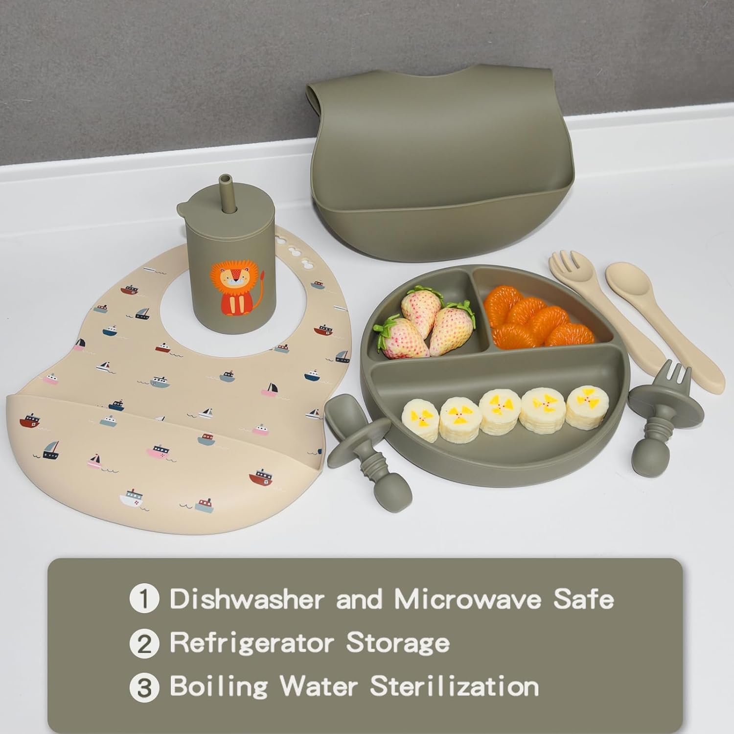 Little Rawr 8-Piece Silicone Feeding Set for 6 Months