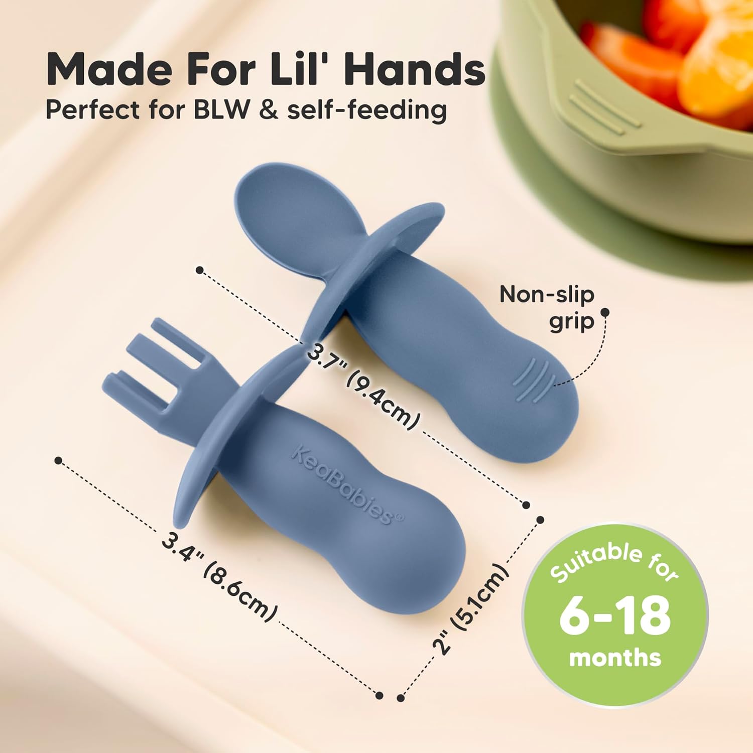 KeaBabies 4-Spoon Fork Set with 2-Bowl Suction Lids