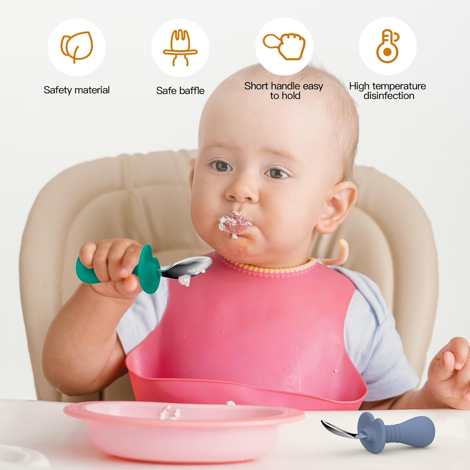 SFCCMM Toddler Spoons with Silicone Handle