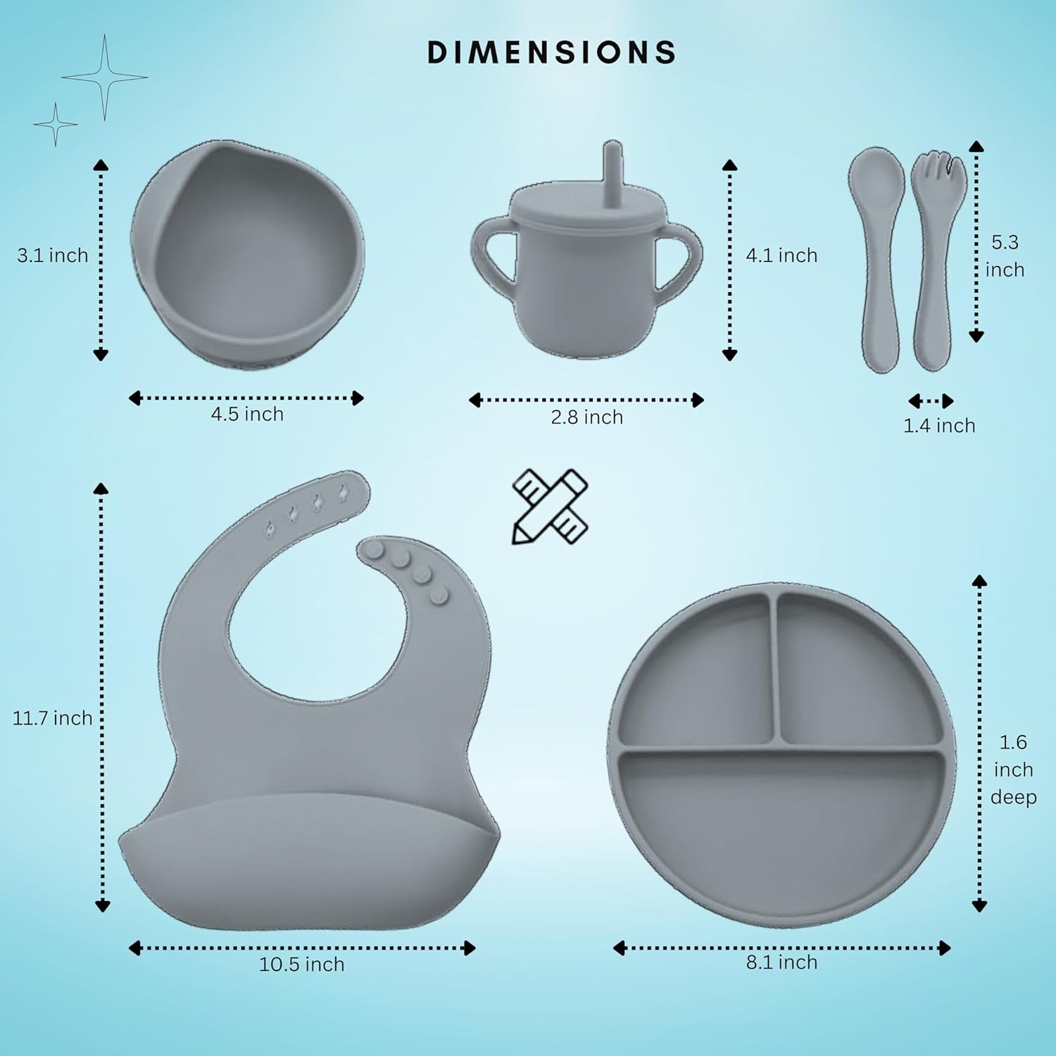 Premium Baby Dinnerware Set with Sippy Cup and Utensils