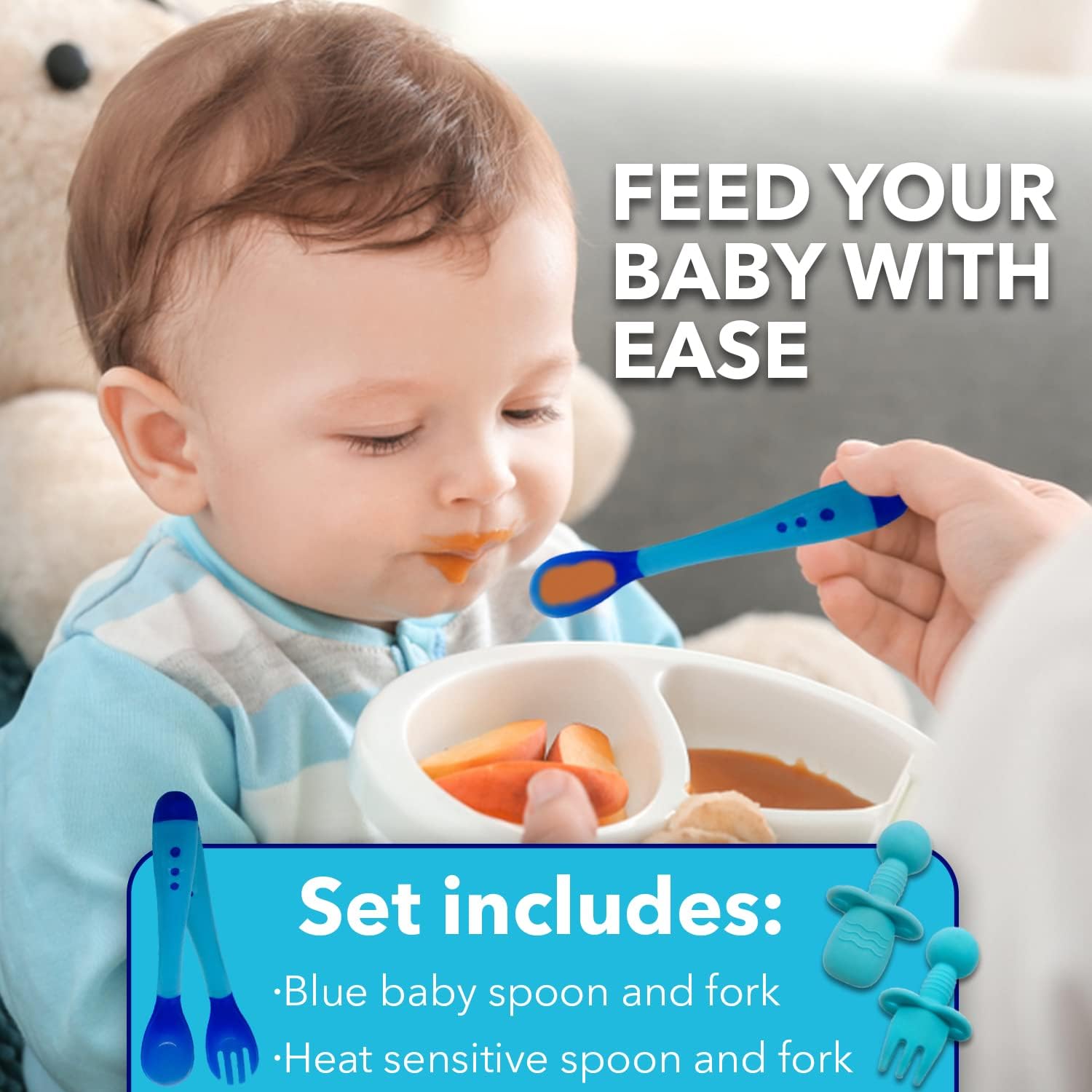 Gadgetime USA 4-Piece Heat Sensitive Babyfeeding Utensils Set