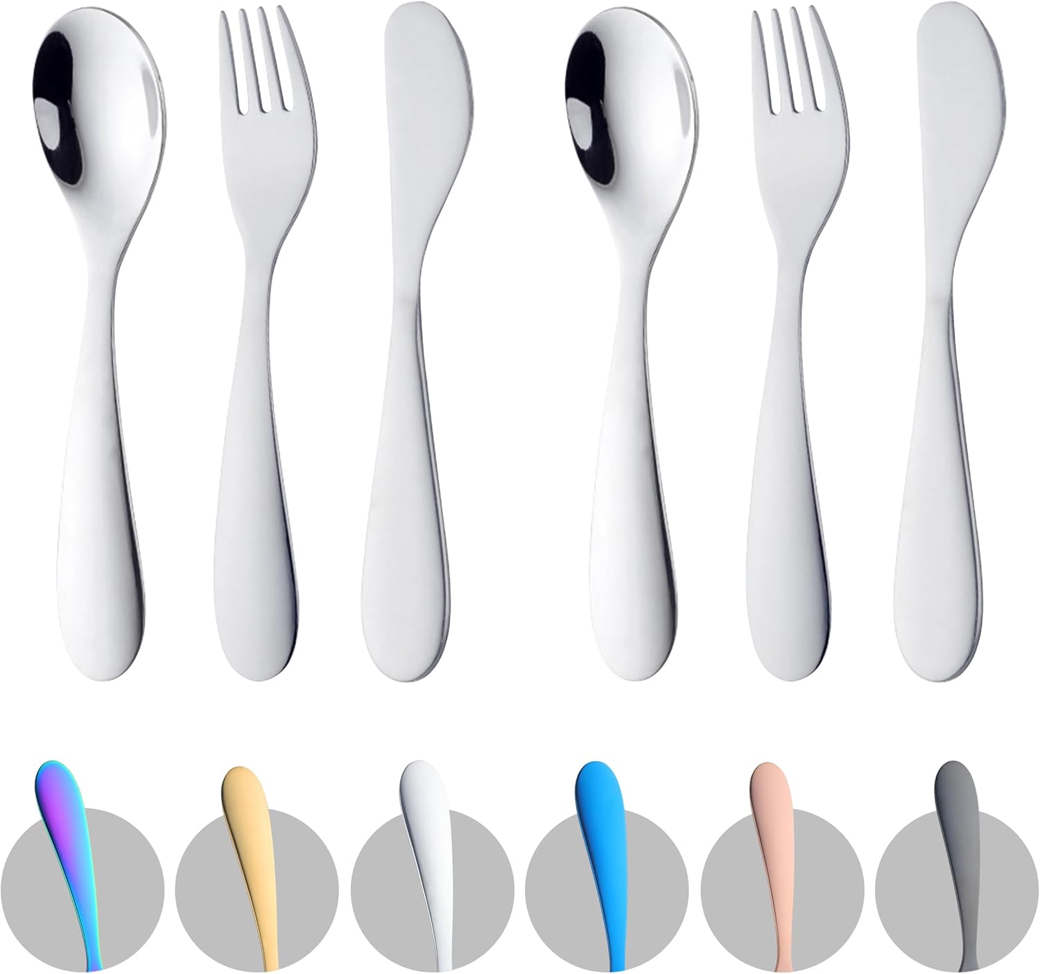 QRU 6-Piece Toddler Utensils Set Safe Dishwasher