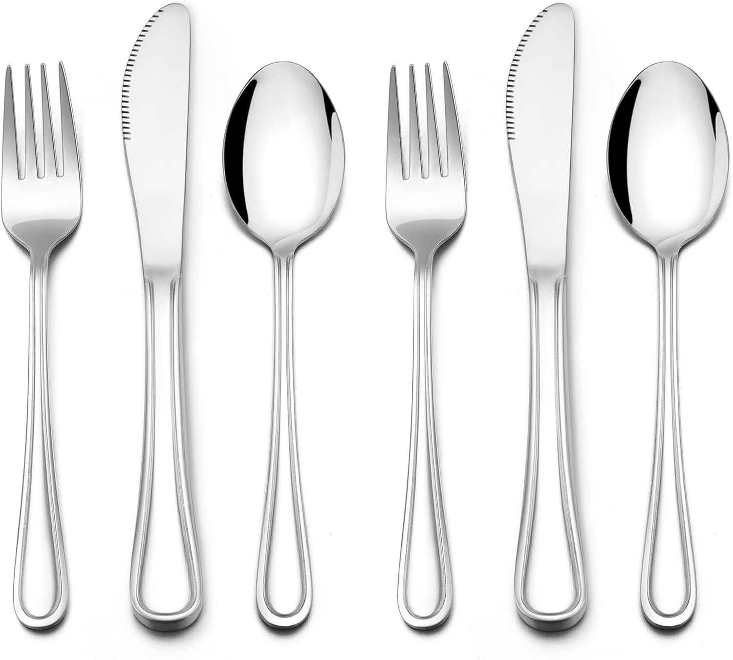 E-far 6-Piece Kids Silverware Set Stainless Steel Safe for Toddlers