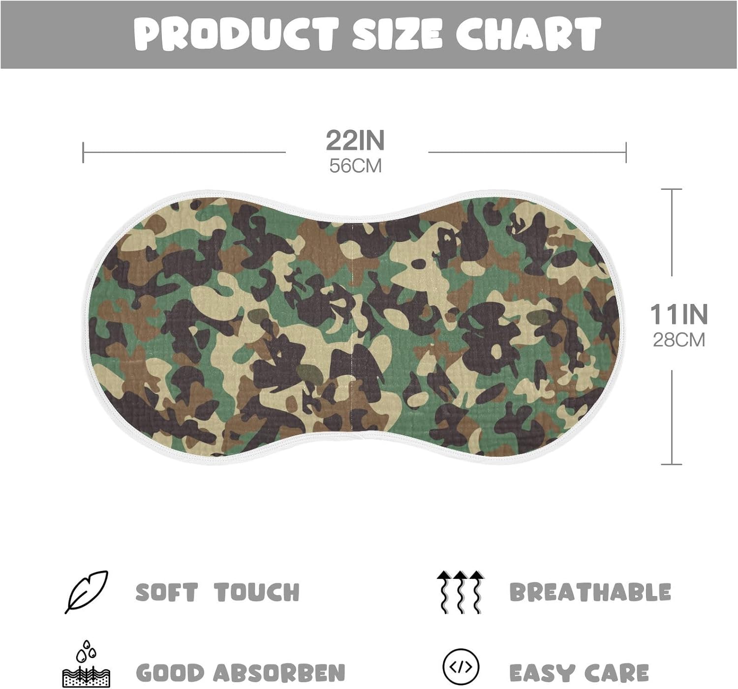 Camo Muslin Burp Cloths 2-Pack for Baby Boys and Girls