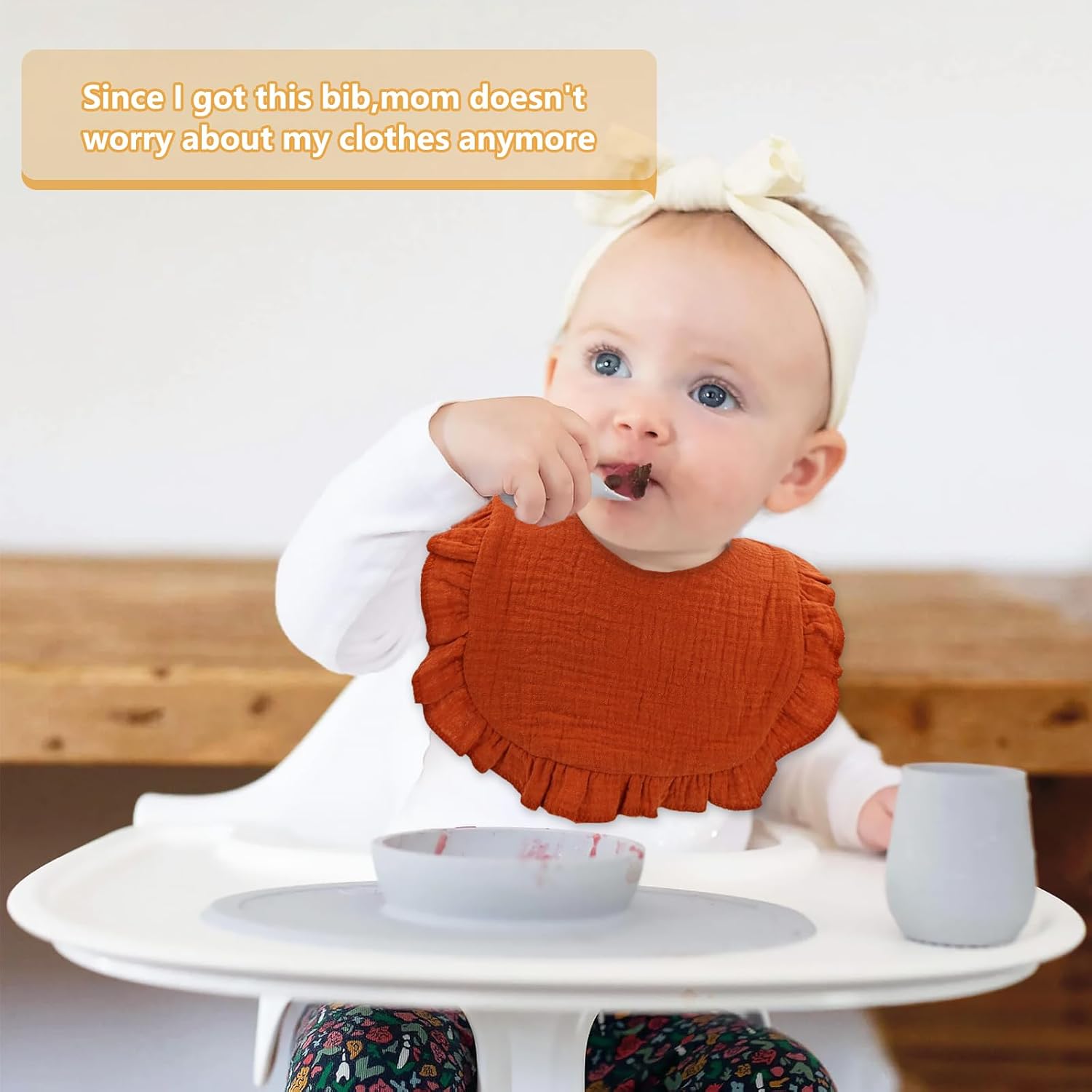 EllieHouse 10 Pack Muslin Baby Bibs for Drool and Teething