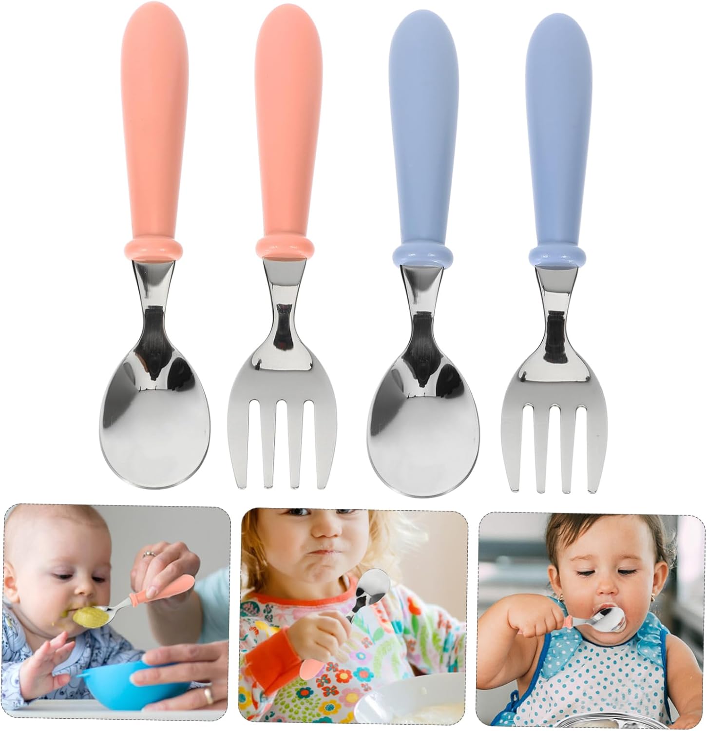 ORFOFE 4Pcs 304 Stainless Steel Baby Flatware Set