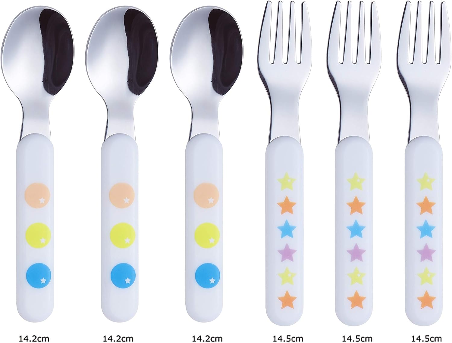 Annova Kids Silverware 6 Piece Set with Dino Star Patterns 1