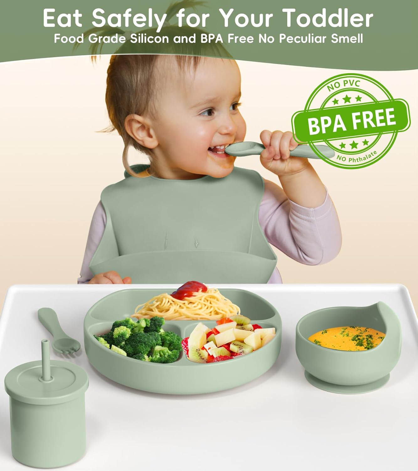 Guffo BPA Free Silicone Baby Feeding Set 8pc