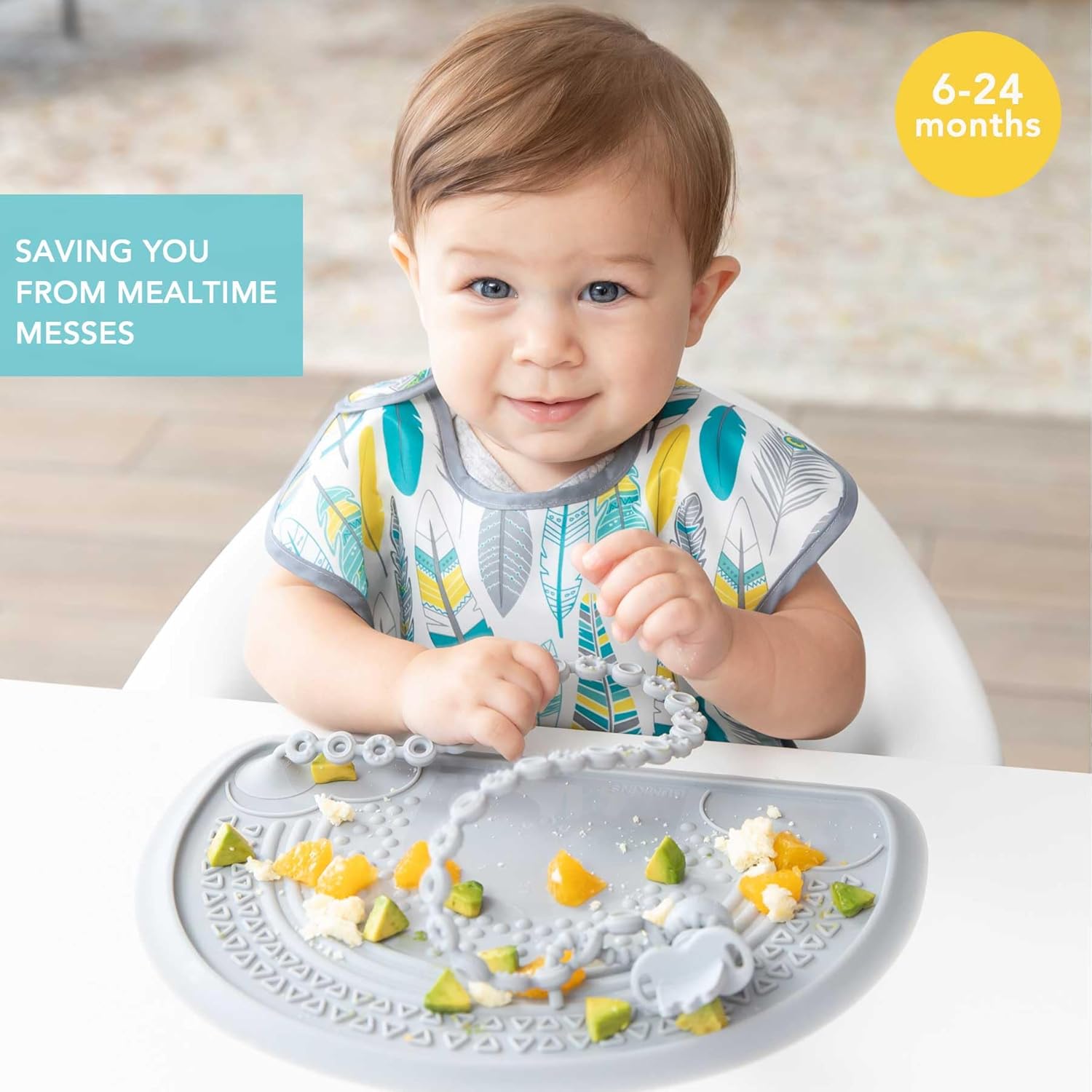 Bumkins Feeding Bibs 3-Pk Feathers Arrows Quill 1