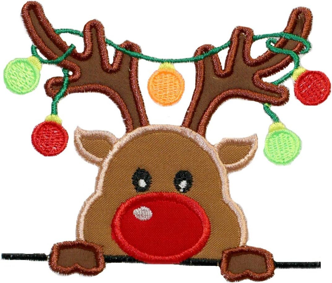 Christmas Baby Bib with Reindeer and Custom Name 1