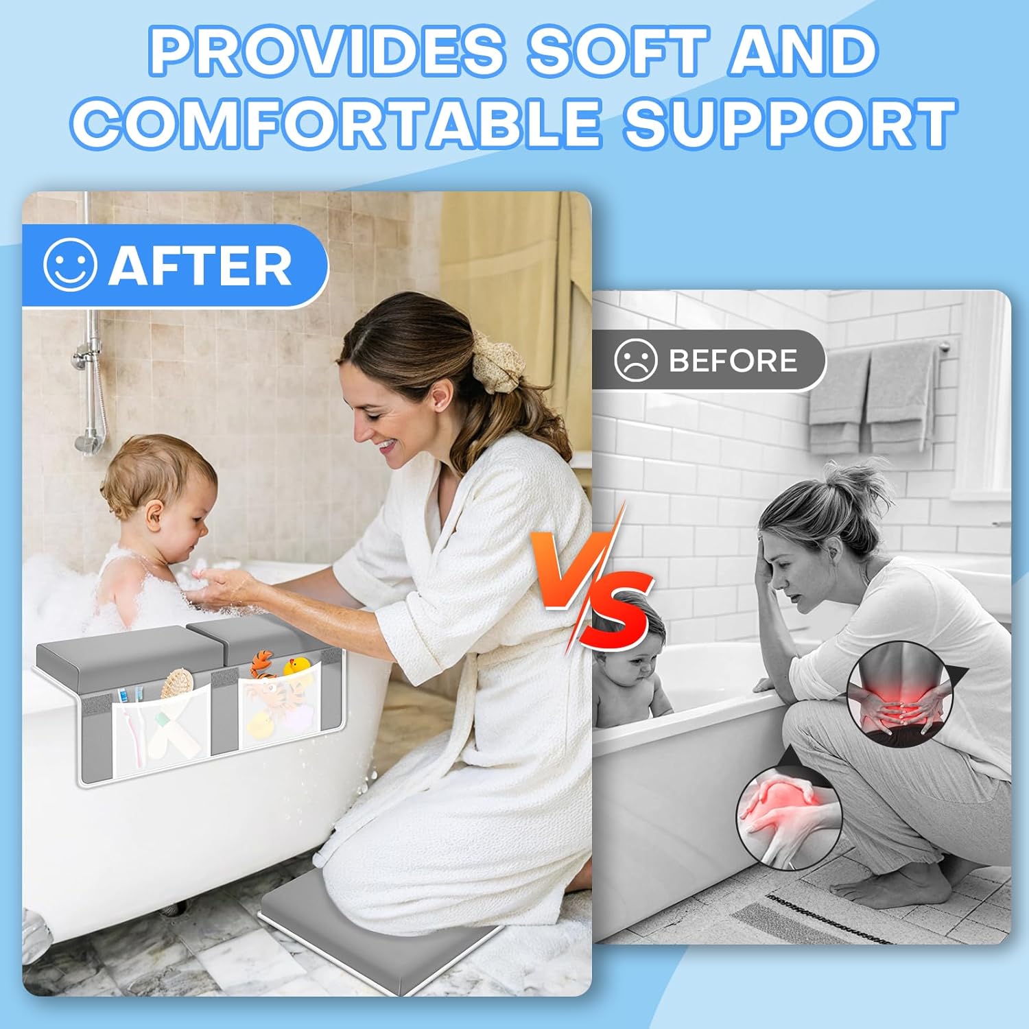 Foamagic Baby Bath Kneeler and Elbow Rest Pad Set Grey
