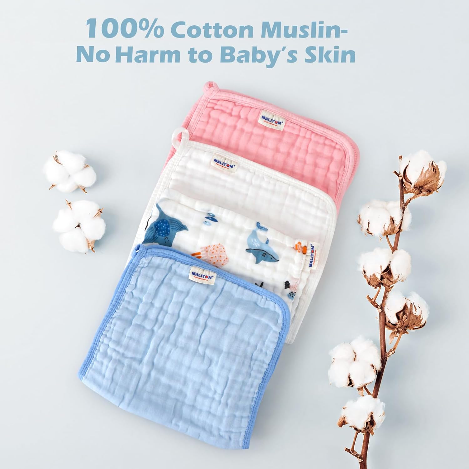 Maliton 6 Pack Muslin Burp Cloths 20x10 100 Cotton 1