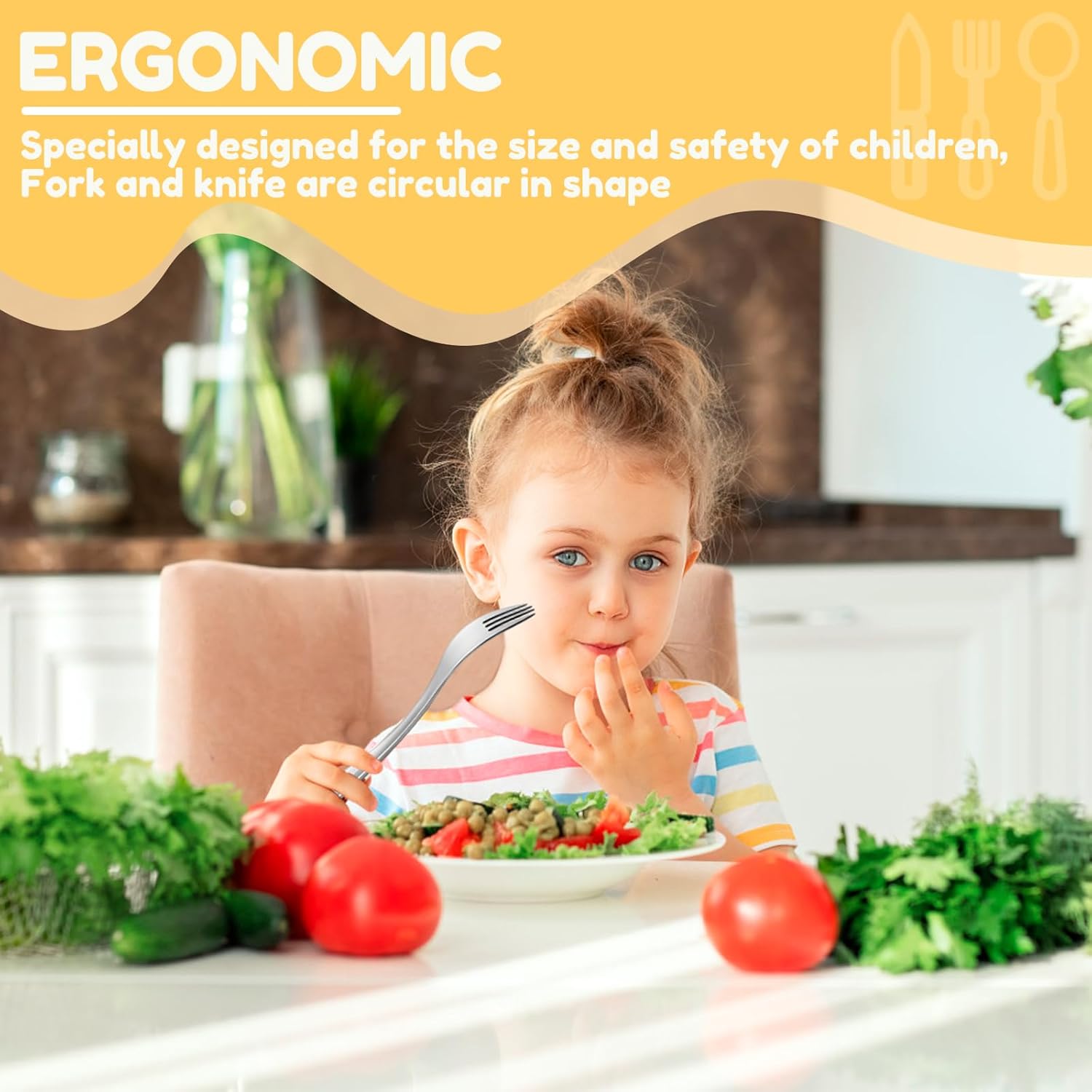 Toddler Stainless Steel Utensil Set with Cartoon Handles