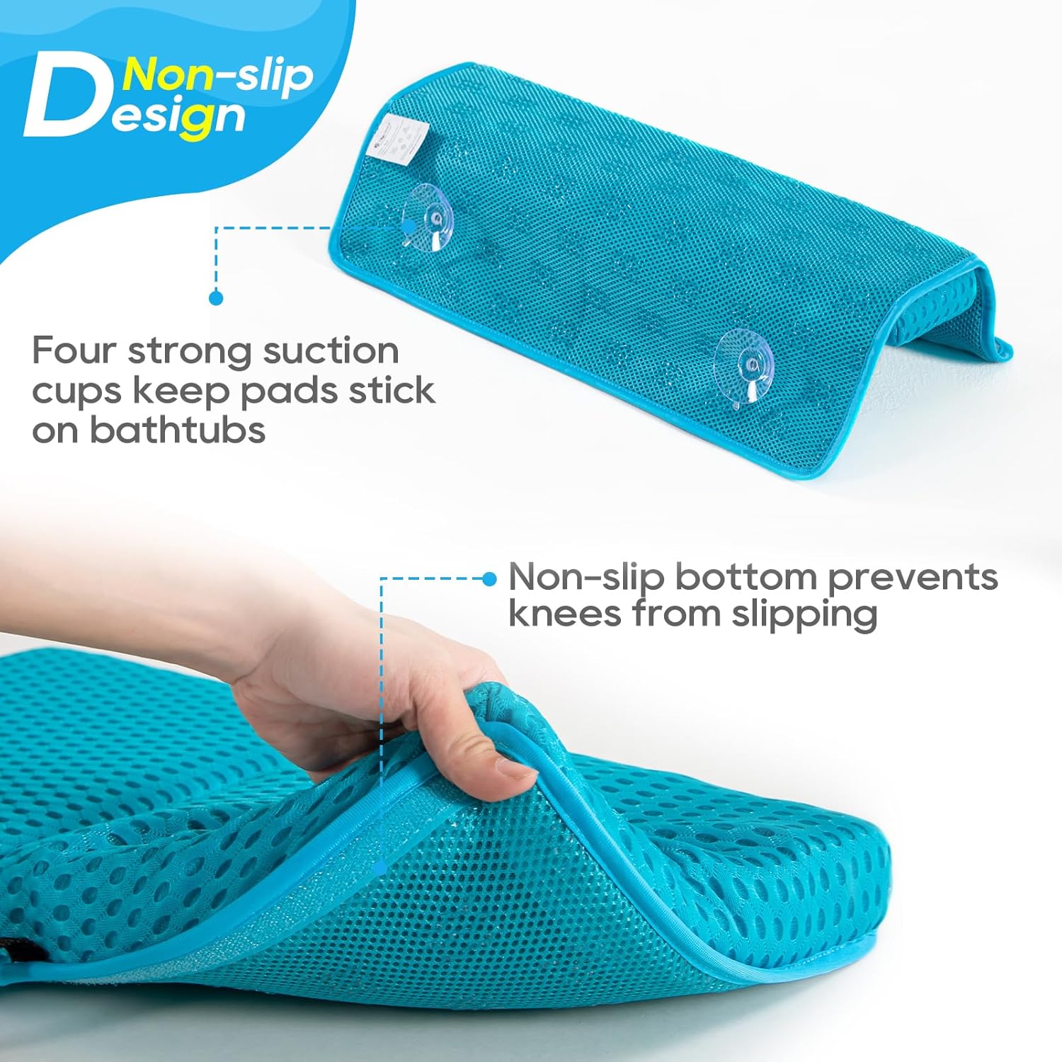 Baby Bath Kneeler Pad with Non-Slip Elbow Rest and Organizer