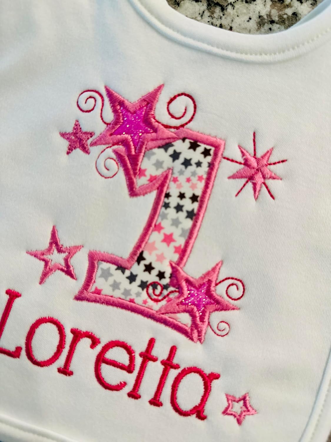Personalized 1st Birthday Baby Girl Bib with Custom Name