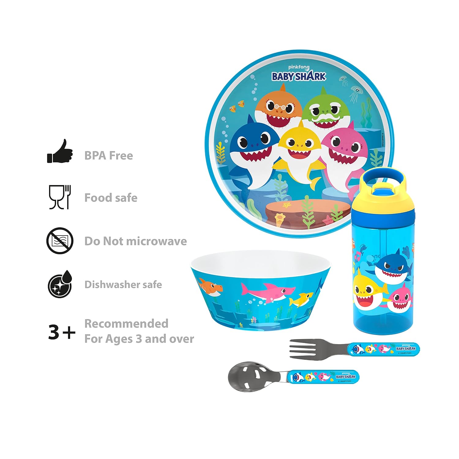 Zak 5-Piece Dinnerware Set Baby Shark