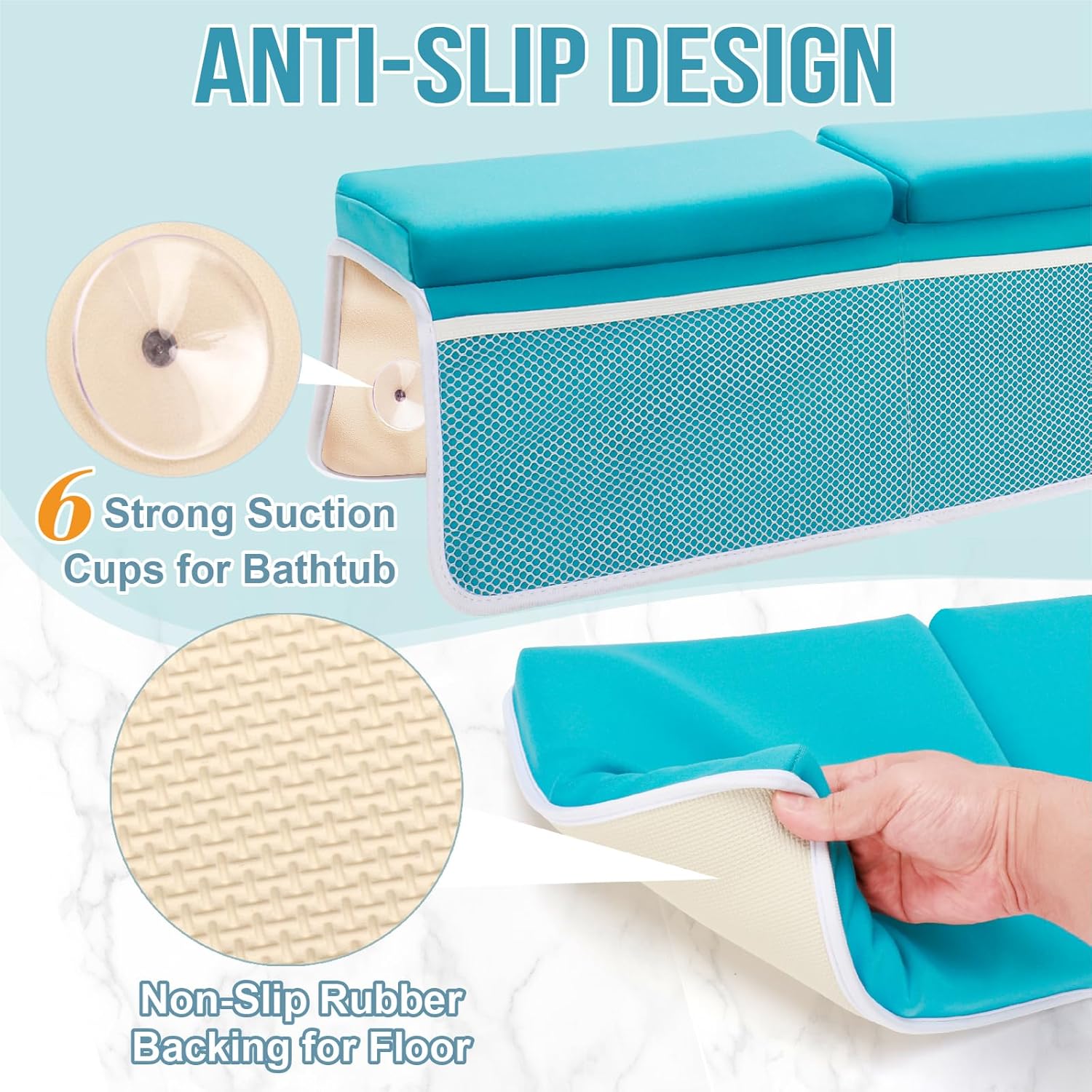 Haxmuti Bath Kneeler with Elbow Rest Pad Set Blue 1